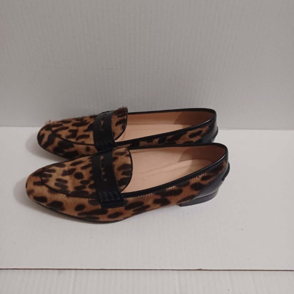 J.CREW ACADEMY LOAFERS IN LEOPARD CALF HAIR SIZE 7.5 - Picture 12 of 16